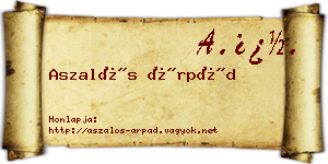 Aszalós Árpád névjegykártya